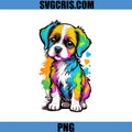 Colorful Puppy Dog Art PNG, Cute Rainbow Painted Puppy Design PNG