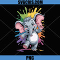 Baby Elephant Color Splash PNG, Kawaii Animal Clipart PNG