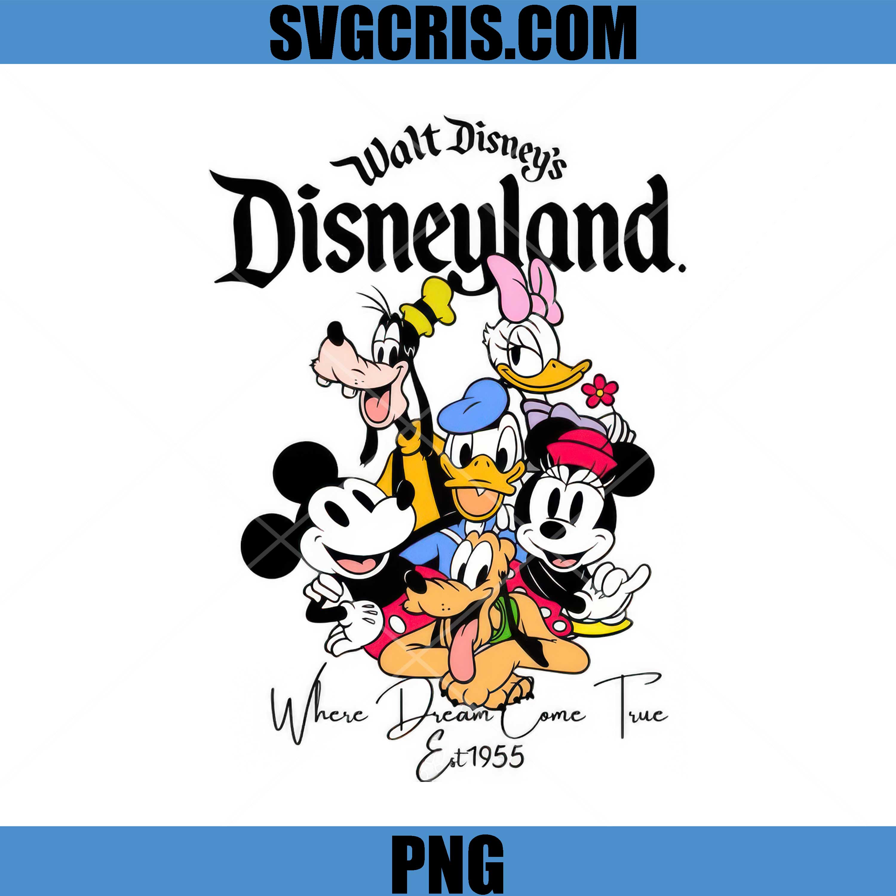 Disneyland Cartoon PNG, Mickey Minnie Friends Group PNG