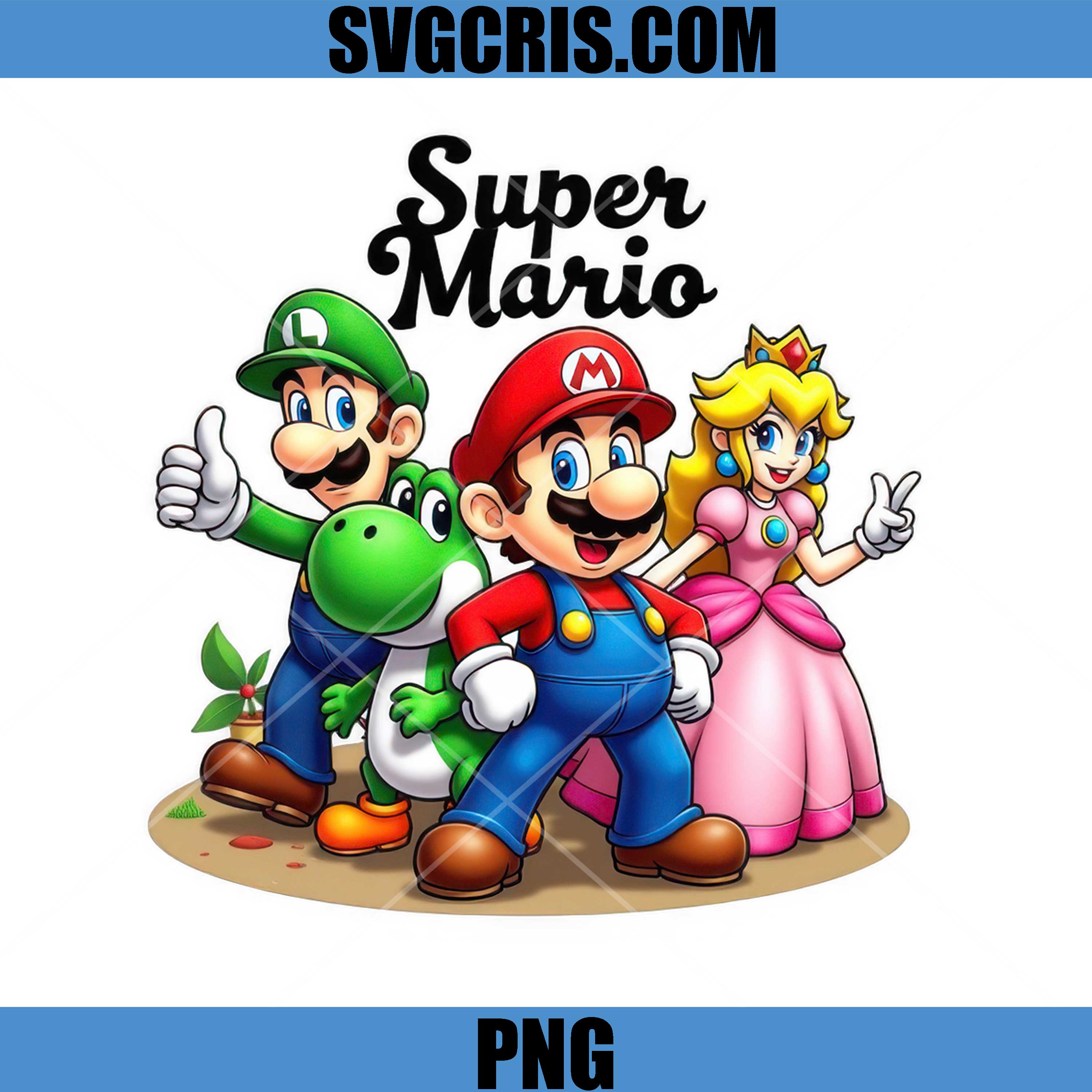 Super Mario Luigi Yoshi Princess PNG, Super Mario Family PNG