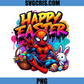 Happy Easter Spider Man PNG, Cute Superhero With Bunny Eggs PNG