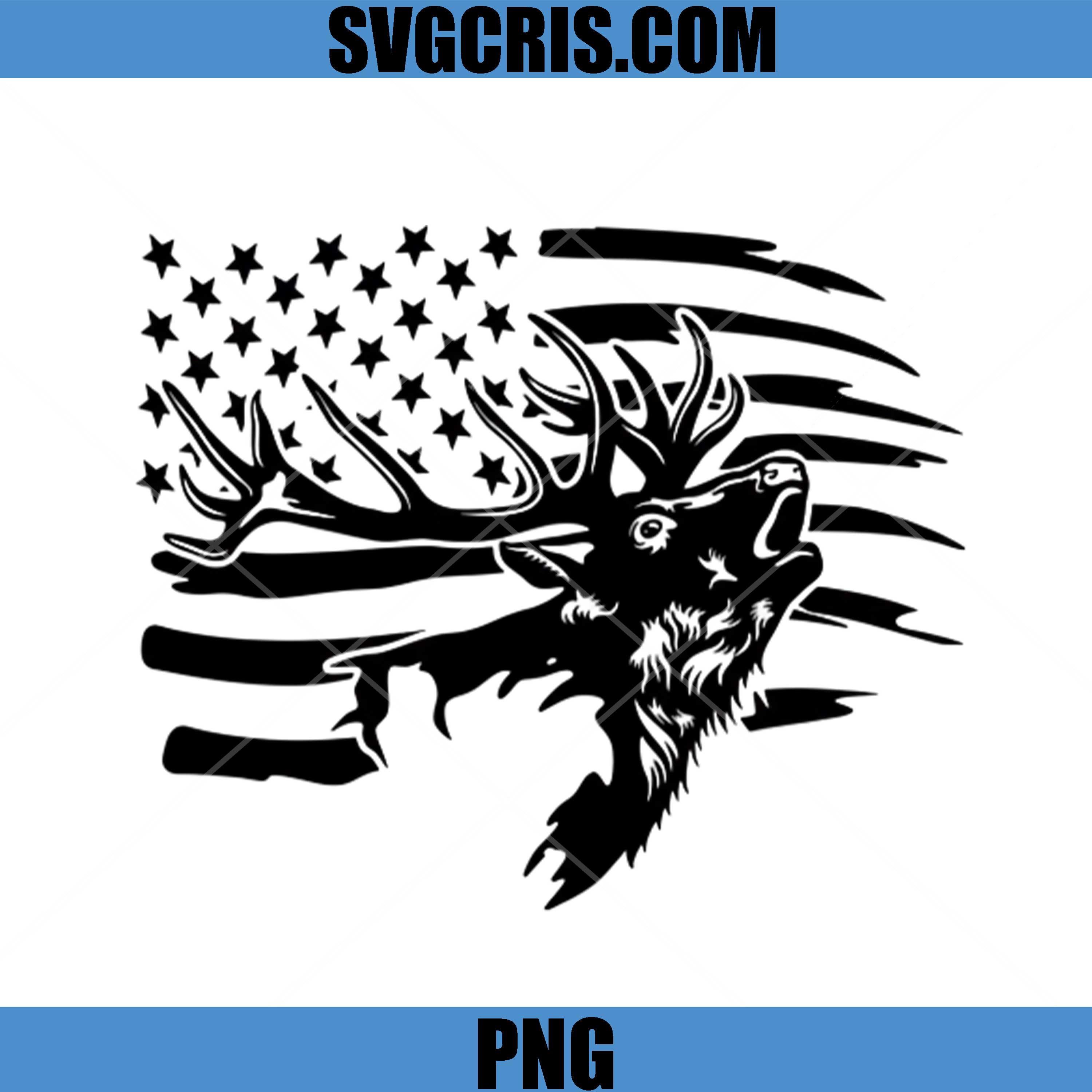 American Flag Elk Hunting PNG, Patriotic Deer Hunter PNG