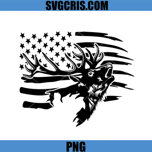American Flag Elk Hunting PNG, Patriotic Deer Hunter PNG