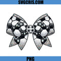 Soccer Bow Glitter PNG, Rhinestone Football Ribbon PNG
