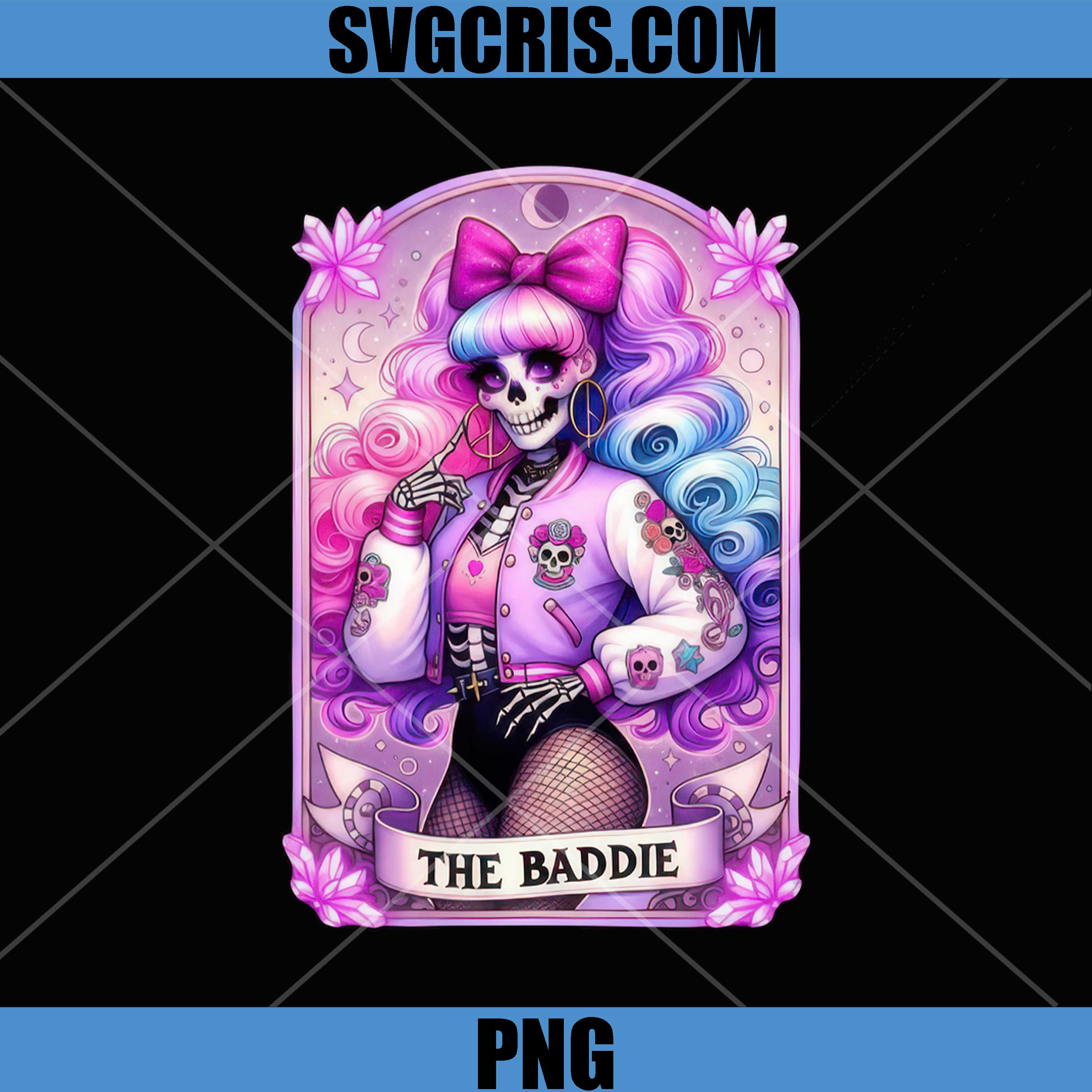 The Baddie Skeleton PNG, Pink Gothic Skull Art PNG