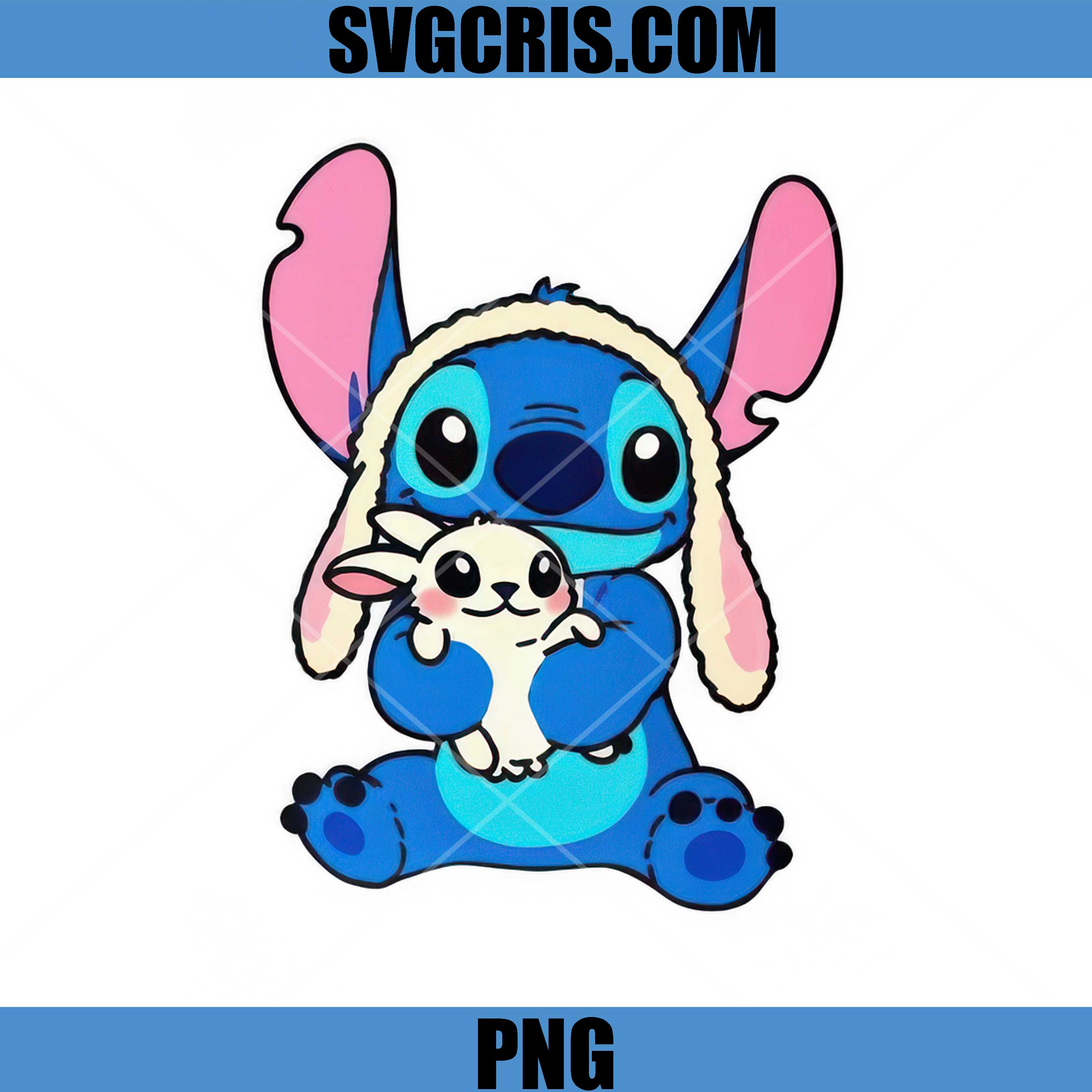 Stitch Bunny Hug PNG, Cute Stitch Rabbit Plush PNG