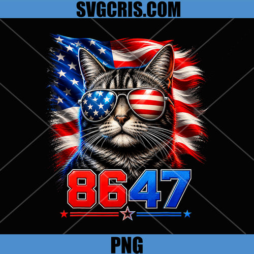 8647 Cat Patriotic PNG, 86 47 Funny Cat USA Flag Sunglasses PNG