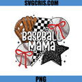Baseball Mama PNG, Baseball Glove Ball Bow Star PNG