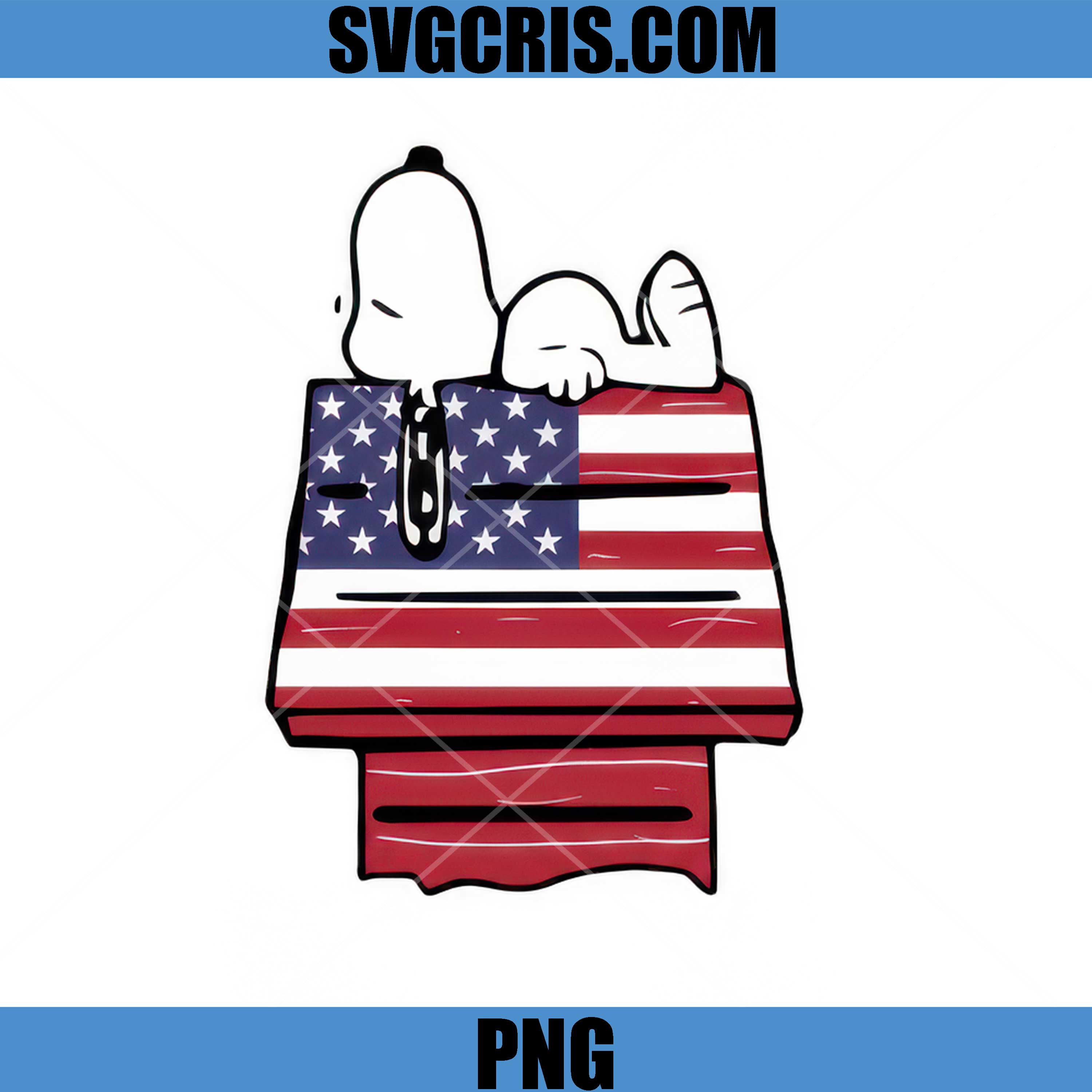 Snoopy American Flag Design PNG, Snoopy On Doghouse USA Flag PNG