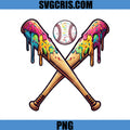 Rainbow Drip Baseball Bats PNG, Game Day Sports PNG