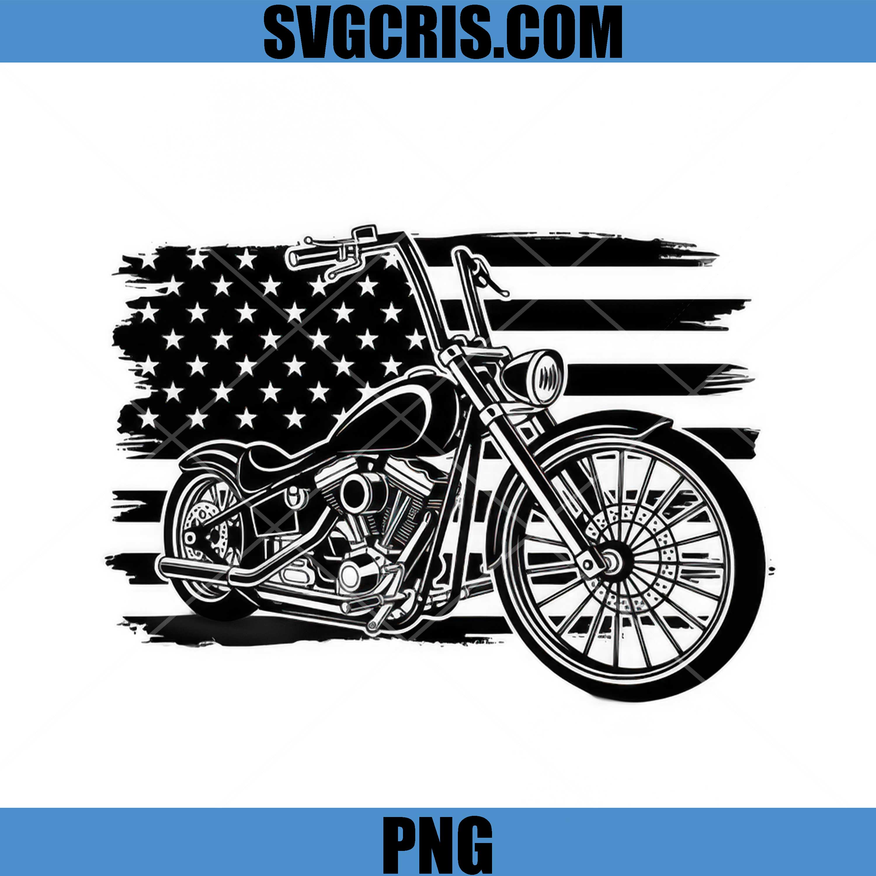 American Flag Motorcycle Vintage PNG, Biker USA Flag PNG