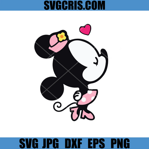 Cute Cartoon Mouse Girl SVG, Kawaii Mouse With Pink Bow SVG