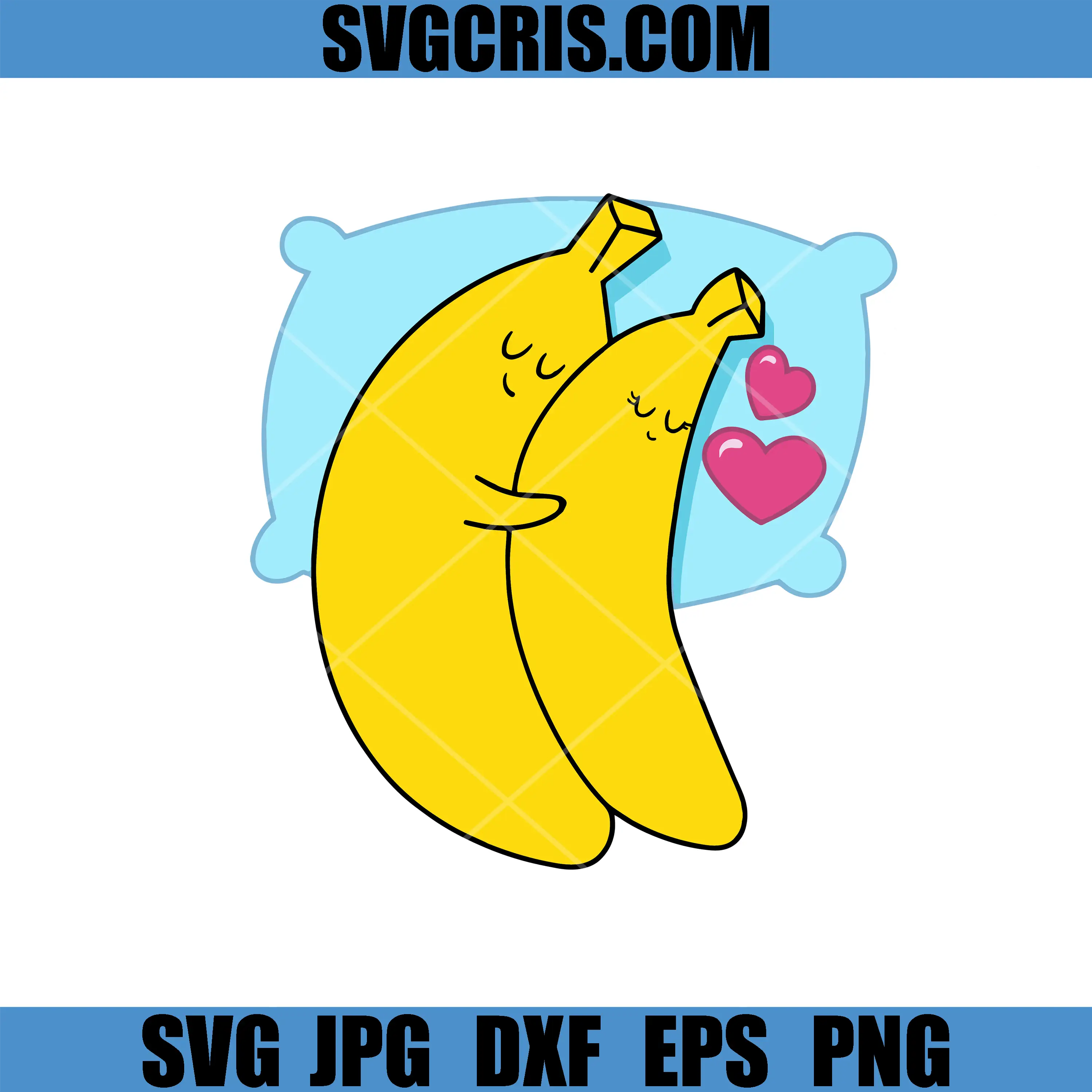 Cute Banana Couple Love SVG, Hugging Bananas Cartoon SVG