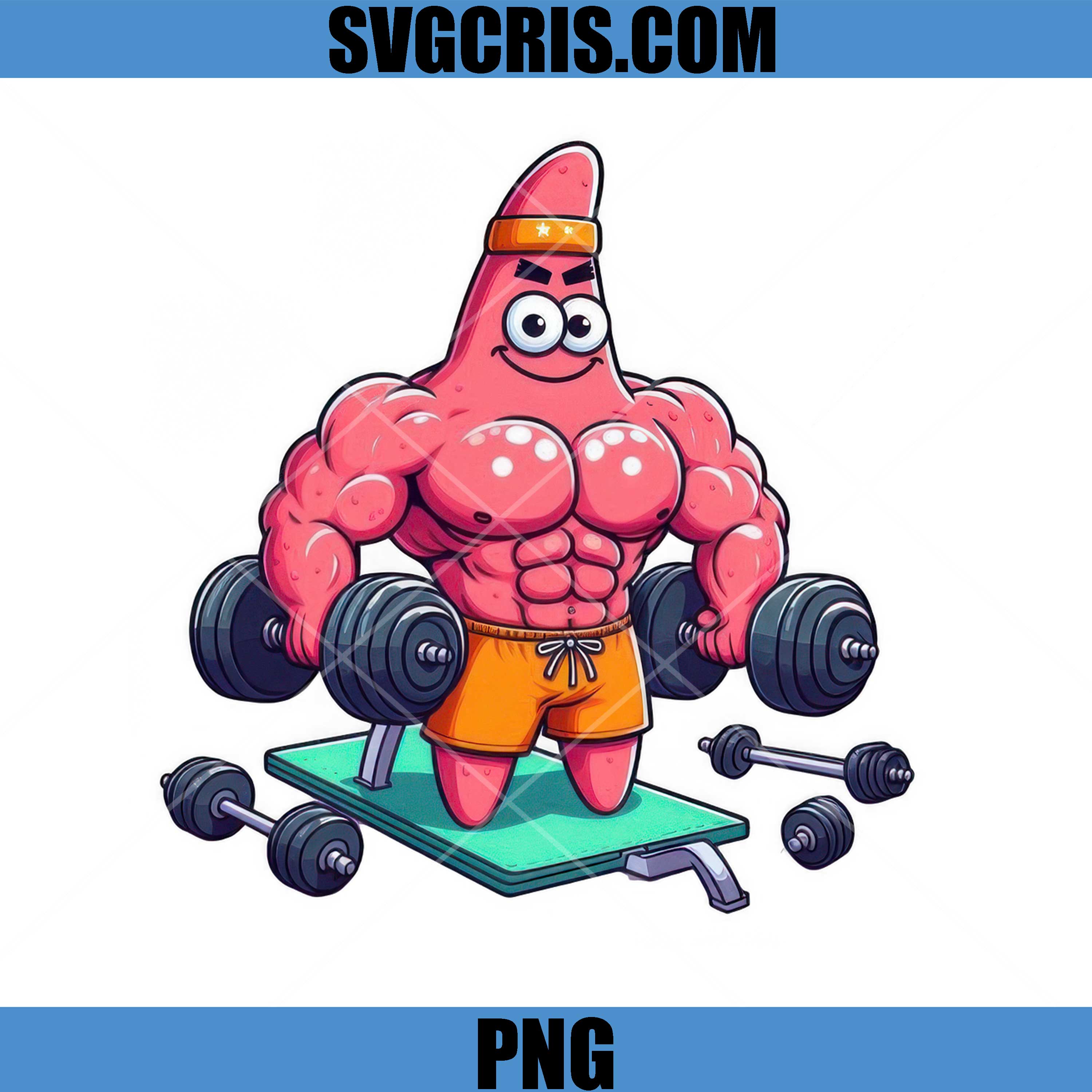 Patrick Star Muscle Gym Dumbbell PNG, Fitness Patrick Star Art PNG