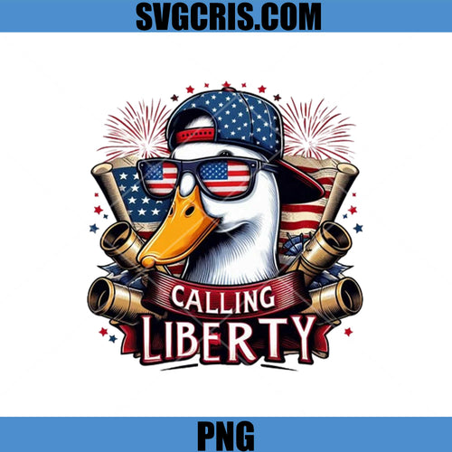 Calling Liberty PNG, Patriotic Goose PNG, USA Flag Sunglasses Duck PNG