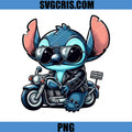 Stitch Biker With Riding Motorcycle PNG, Cool Stitch Cartoon Rider PNG