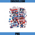 Scary Cartoon Characters Patriotic USA Cassette Design PNG, American Horror PNG