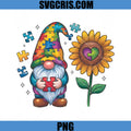 Autism Gnome Sunflower Puzzle PNG, Support Autism Gnome PNG