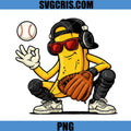 Banana Baseball Catcher PNG, Funny Sports Character PNG