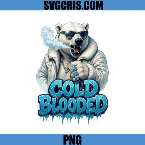 Cold Blooded Ice Bear PNG, Gangster Animal Design PNG