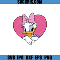 Cute Daisy Duck SVG, Daisy Duck Love Heart With Bow SVG