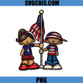 American Kids With Flag Clipart PNG, Cute Patriotic Kids PNG