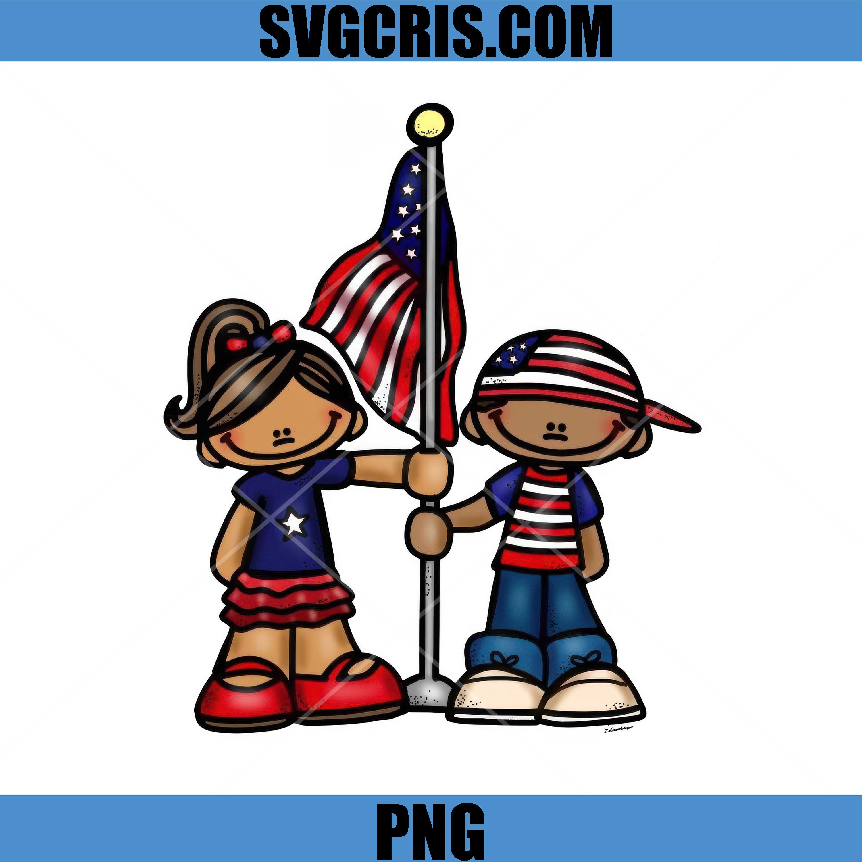 American Kids With Flag Clipart PNG, Cute Patriotic Kids PNG