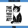 Grumpy Black And White Cat Attitude PNG, The Fuck You Lookin At PNG
