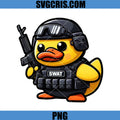 Cute Duck SWAT Police Cartoon Design PNG, Funny Tactical Animal PNG