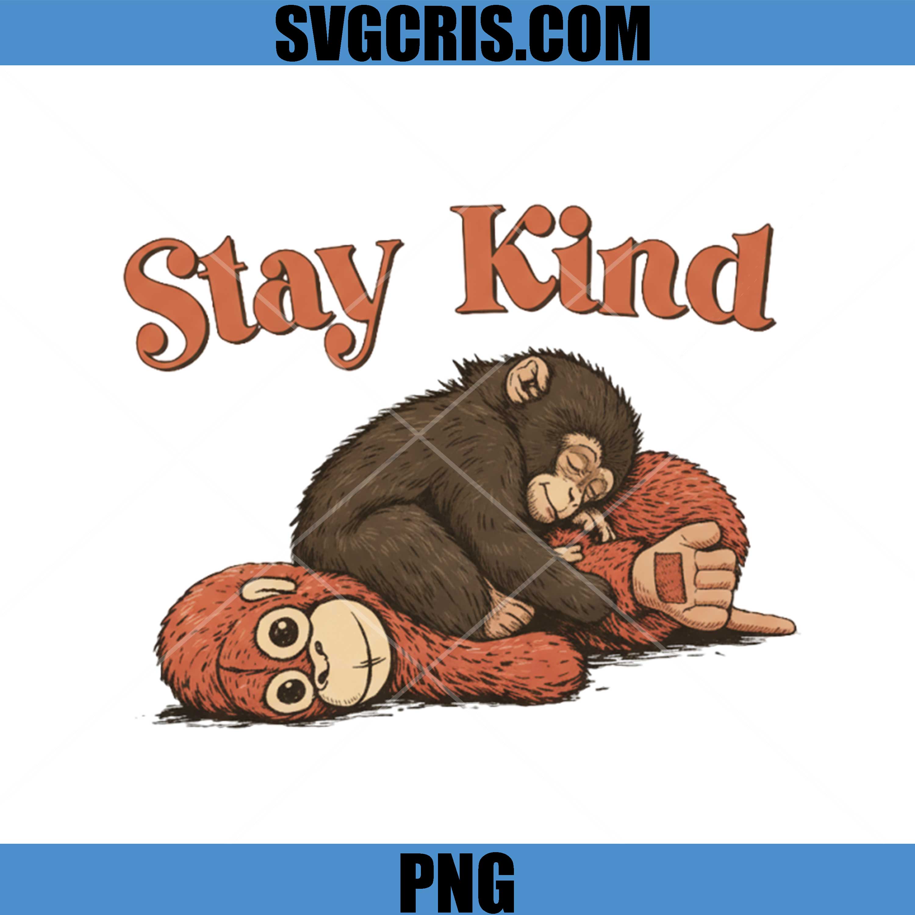 Stay Kind Cute Monkey PNG, Sleeping Baby Monkey Plush Toy PNG