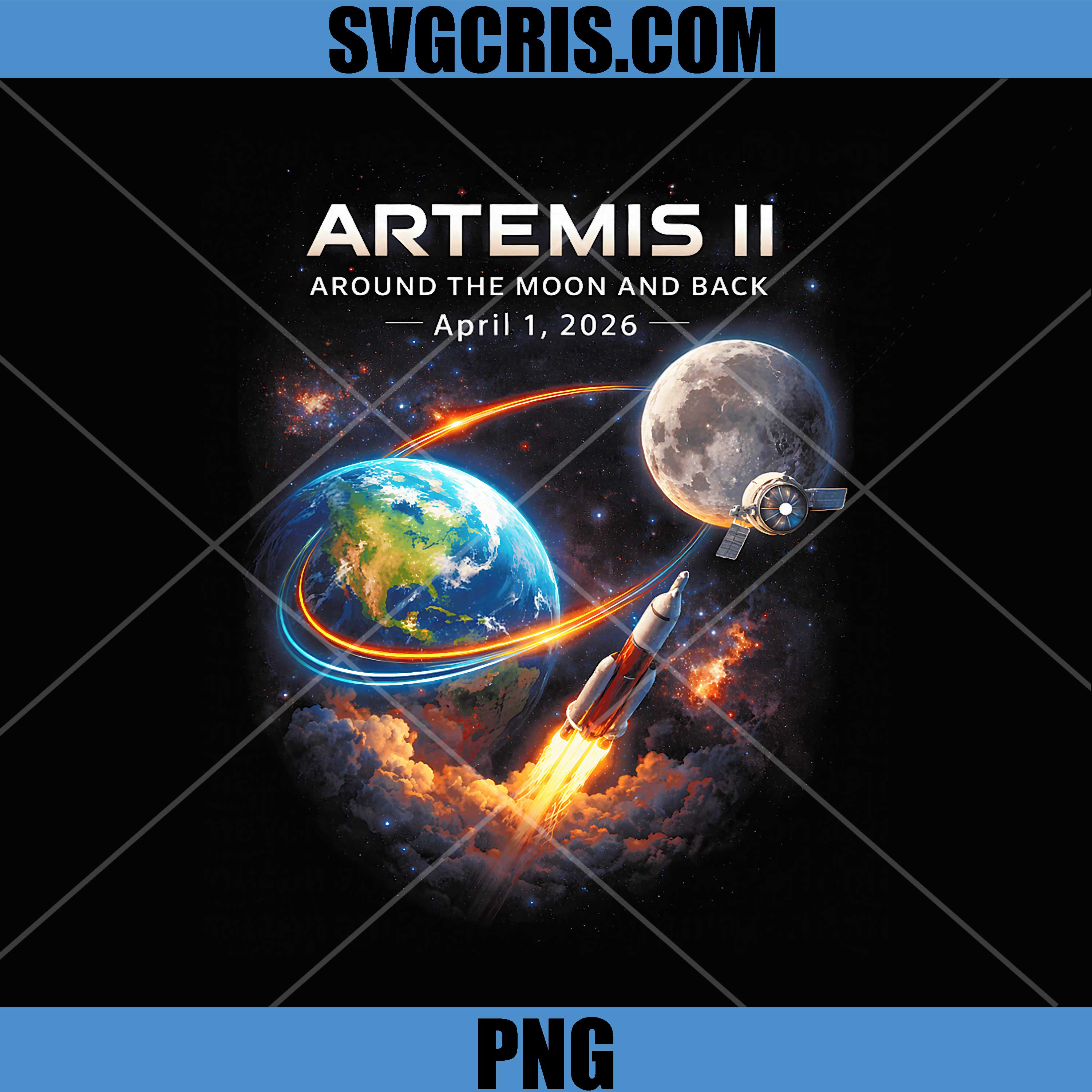 Artemis II Rocket Space PNG, Back to The Moon Mission 2026 PNG