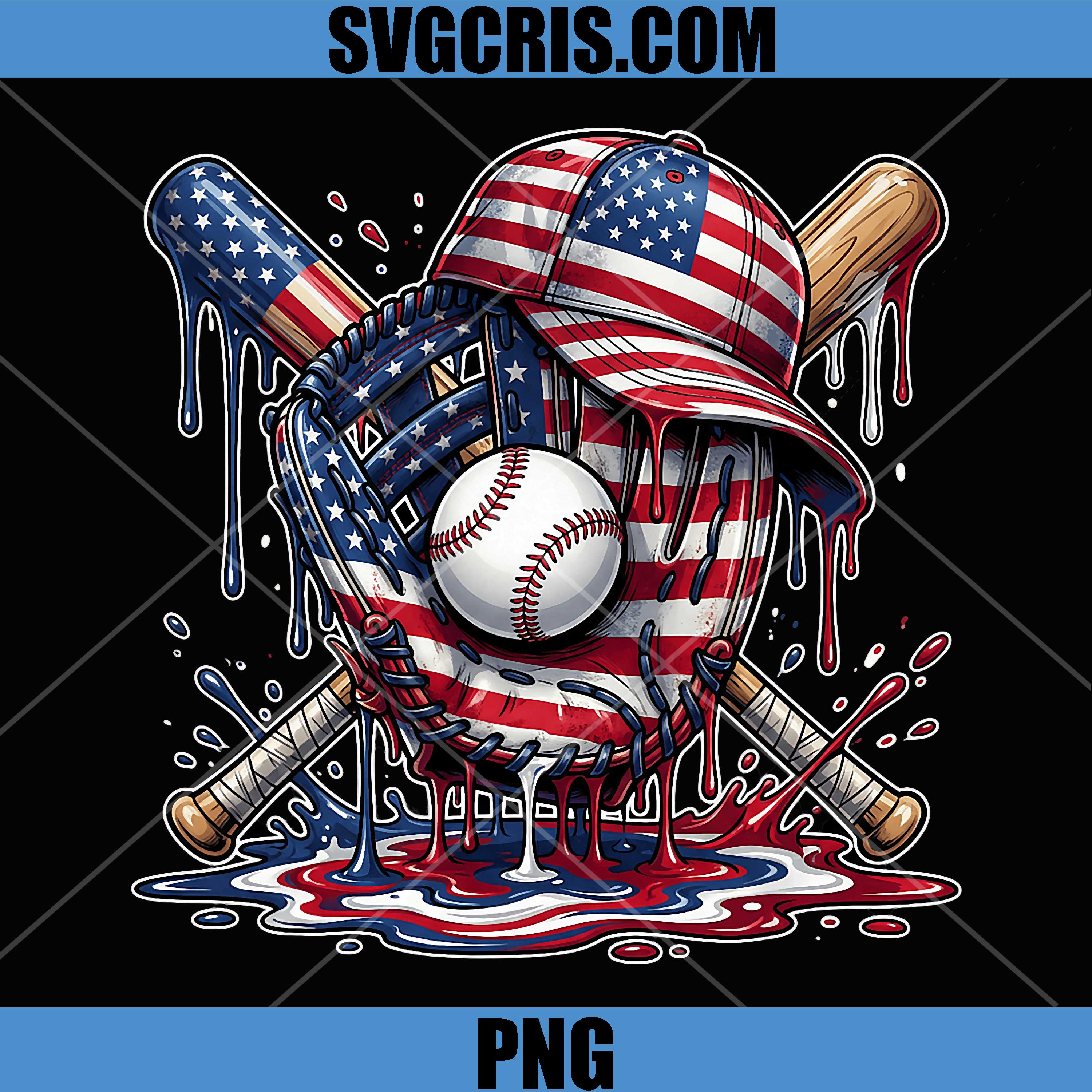 Baseball American Flag PNG, Baseball 4th July PNG