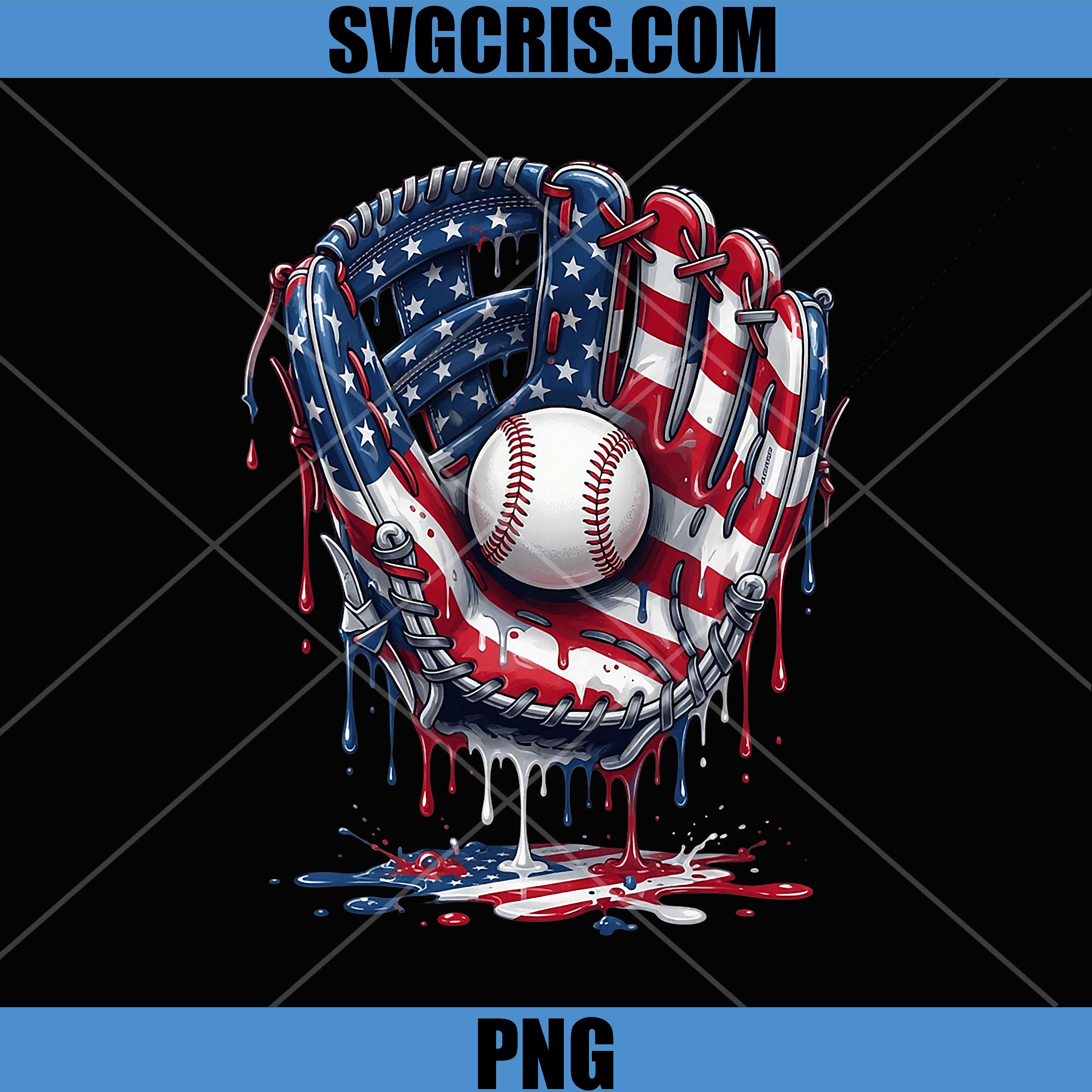 Baseball Drip American Flag PNG, 4th of July Baseball Drip PNG