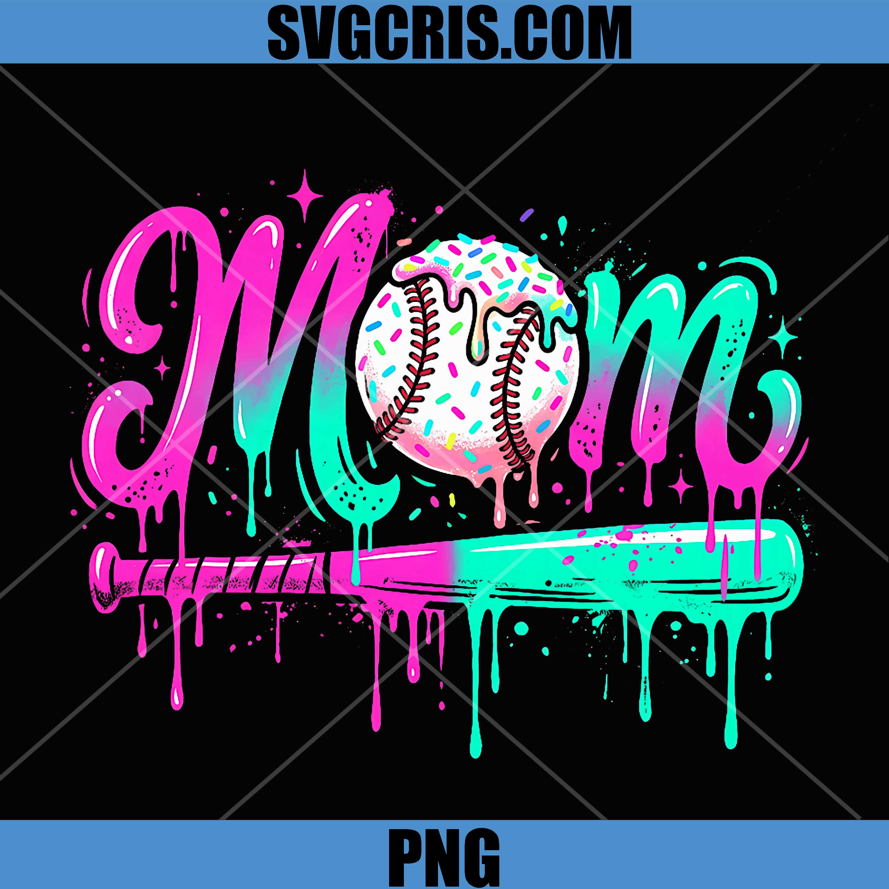 Baseball Mom Dripping PNG, Drip Ice Cream Mama PNG, Mothers Day PNG