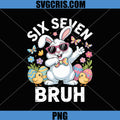 Six Seven Bruh Funny Easter Bunny Meme PNG, Sunglasses Rabbit Eggs Graphic PNG