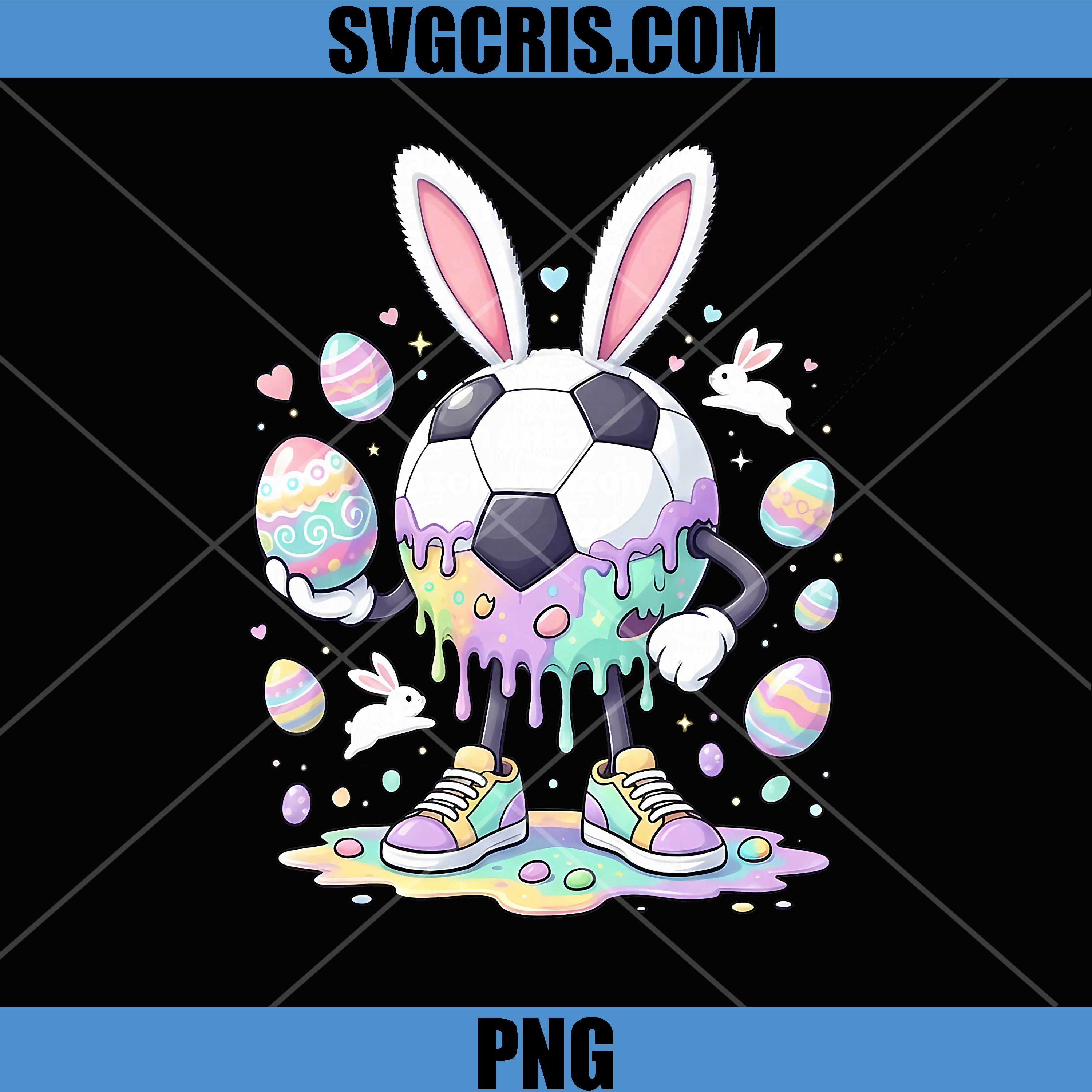 Bunny Soccer Drip PNG, Egg Easter Day Sports PNG