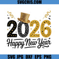 Happy New Year 2026 Party PNG, Minimal Gold Black Art PNG