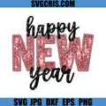 Happy New Year Pink Sequin PNG, Glitter New Year Party Design PNG