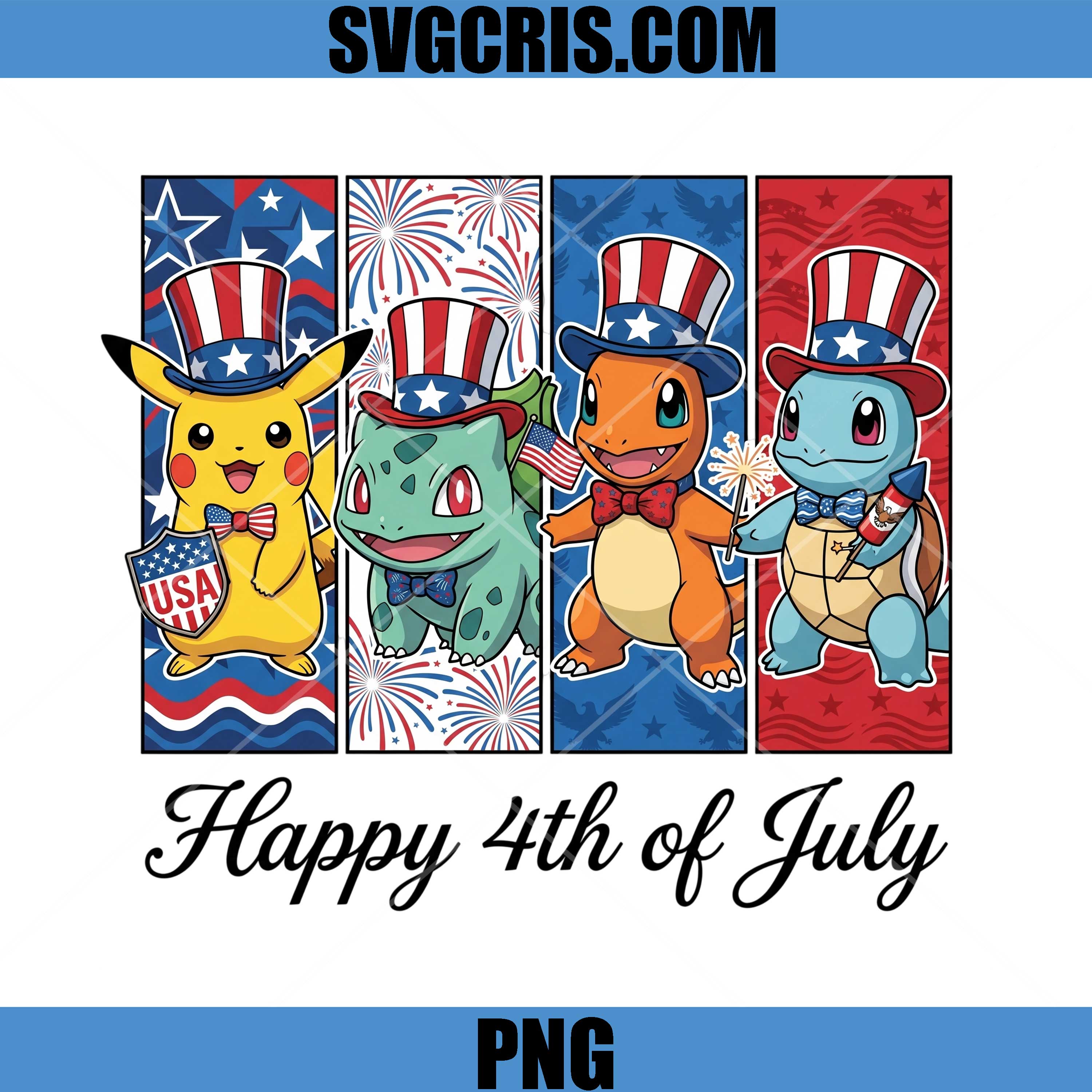 Happy 4th Of July Pokemon PNG, Pokemon USA Celebration PNG