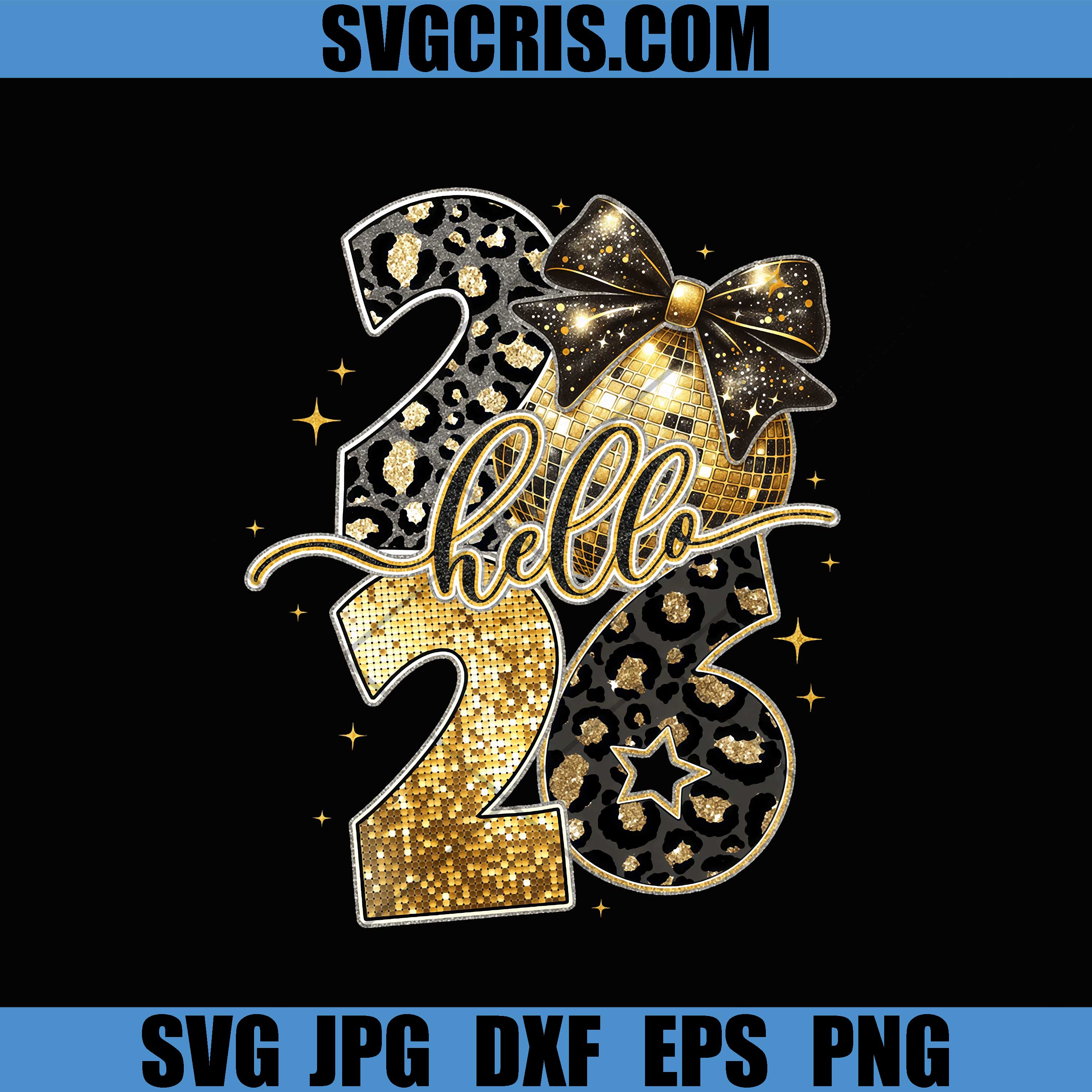 Hello 2026 Celebration PNG, Luxury Leopard Disco Ball Art PNG