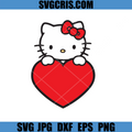 Cute Cartoon Kitty Heart SVG, Kawaii Valentine Cat SVG