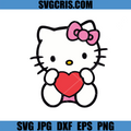 Cute Kitty Holding Heart SVG, Kawaii Cat Valentine Love SVG