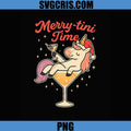 Merry-tini Time Unicorn Cocktail Art PNG, Funny Christmas Martini PNG