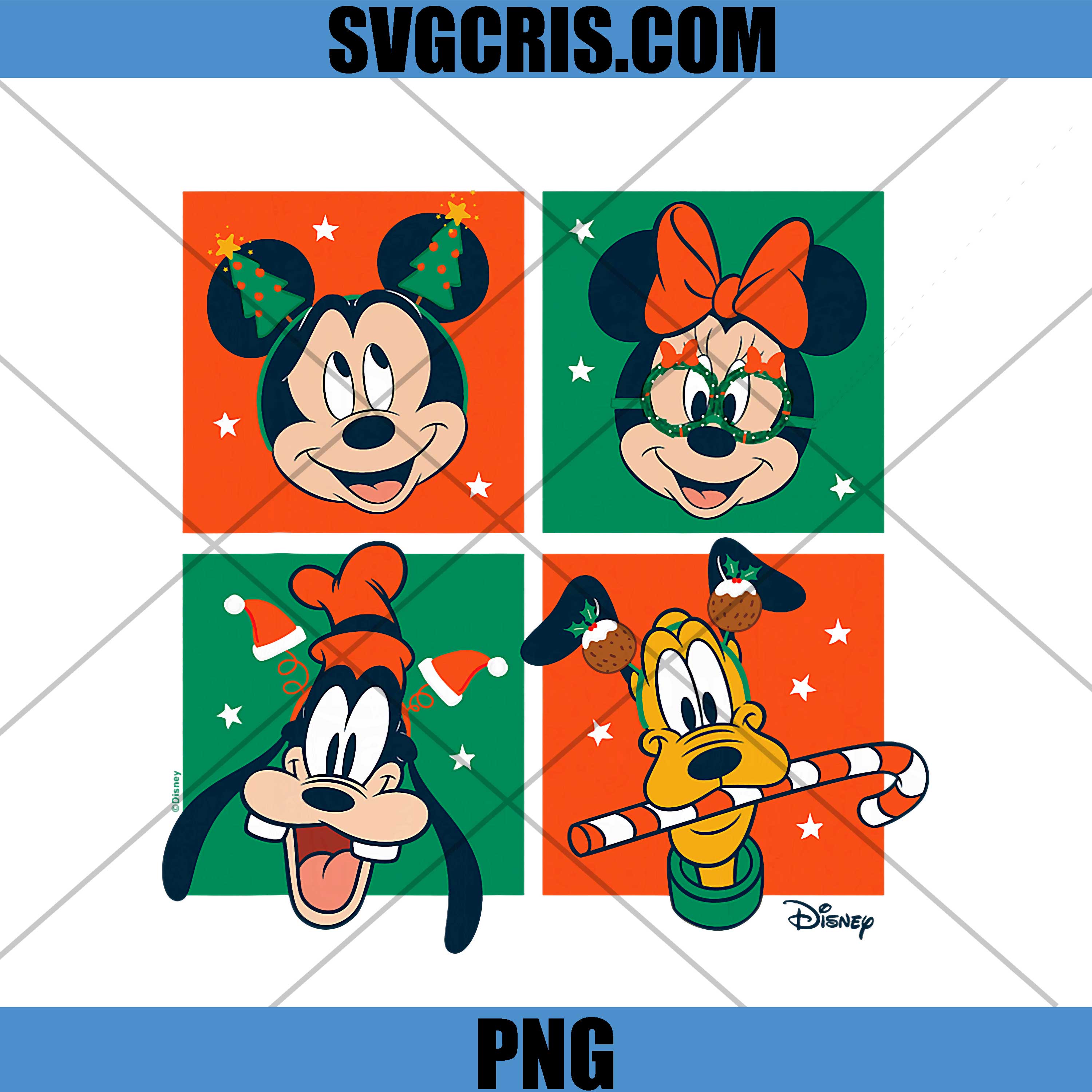 Mickey Friends Christmas Cartoon Grid PNG, Holiday Disney Style PNG