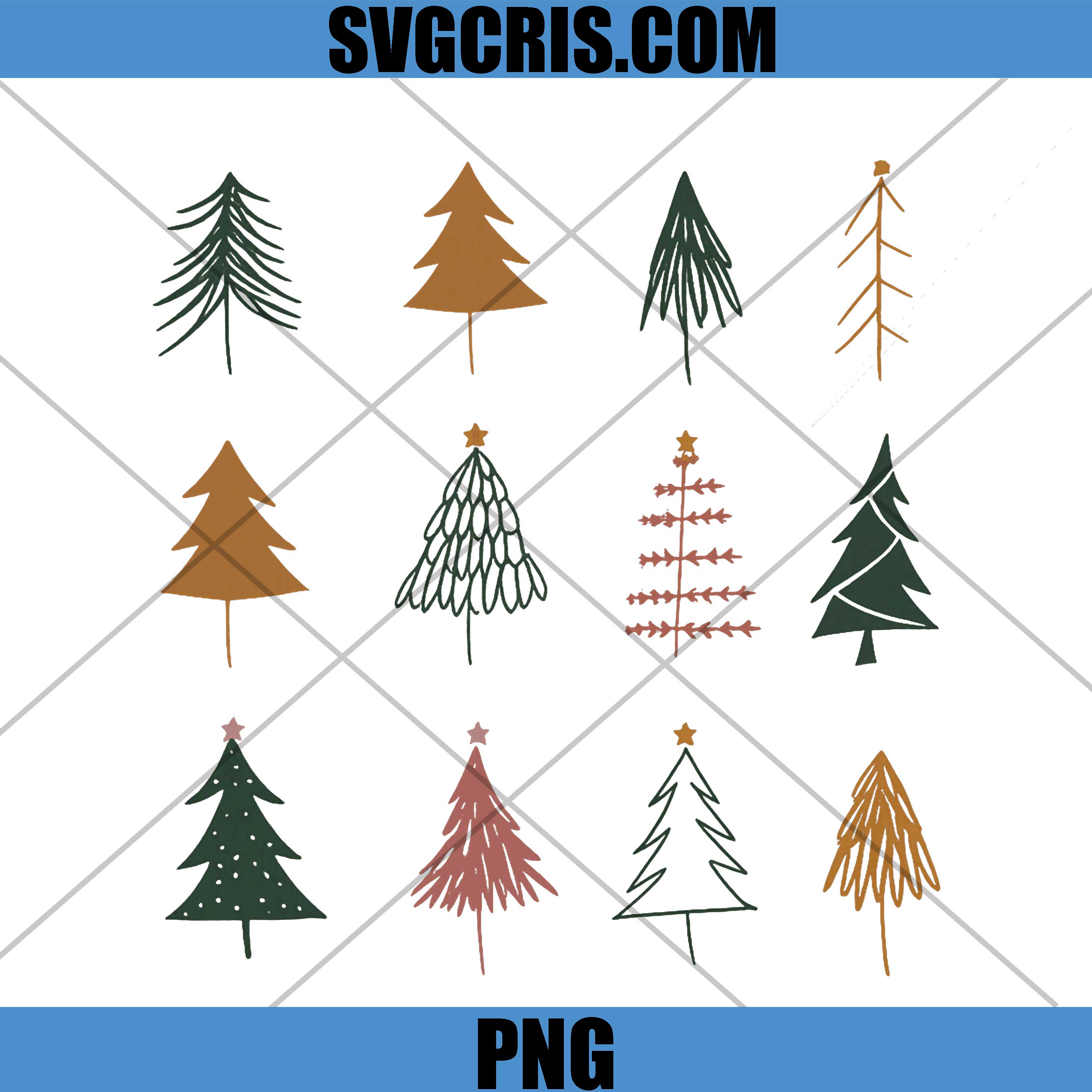Minimalist Christmas Tree Set Rustic PNG, Neutral Holiday Forest Art PNG