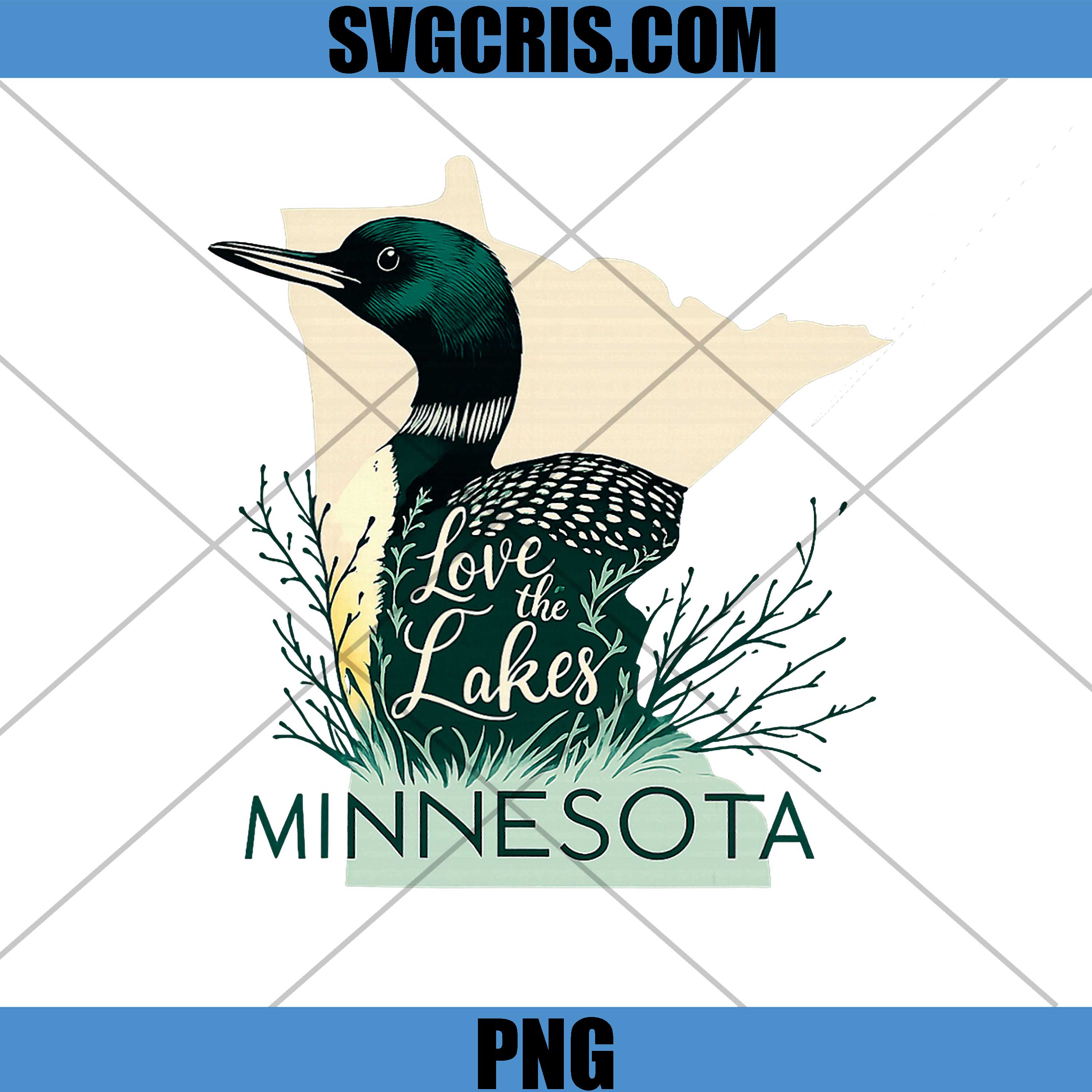 Minnesota Loon Love The Lakes PNG, Rustic Nature Wildlife Art PNG