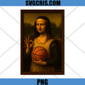 Mona Lisa Basketball Art PNG, Funny Classic Painting Sports PNG