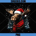 Moose Santa Hat Christmas PNG, Funny Moose Xmas PNG