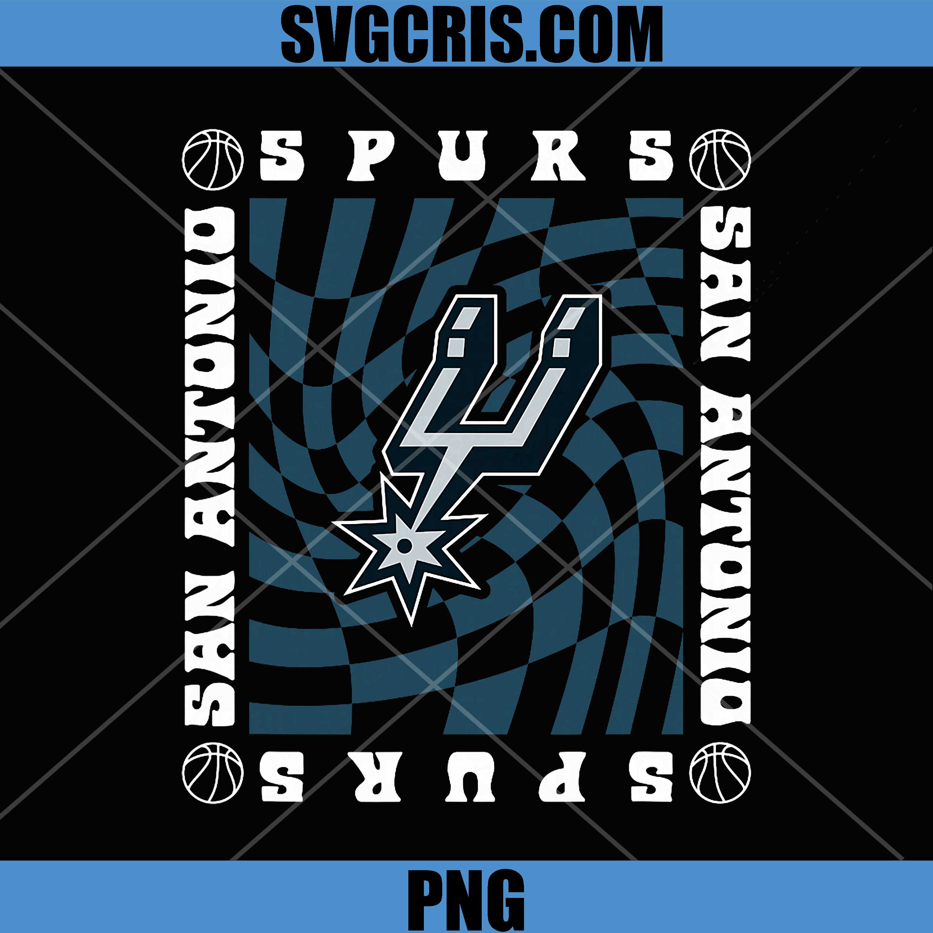 NBA San Antonio Spurs PNG, Retro Checkerboard Wave PNG