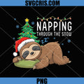 Napping Through The Snow PNG, Sloth Christmas Tree Lights Santa PNG